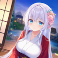 例の浴衣を装備した白髪ちゃん👘 5枚目