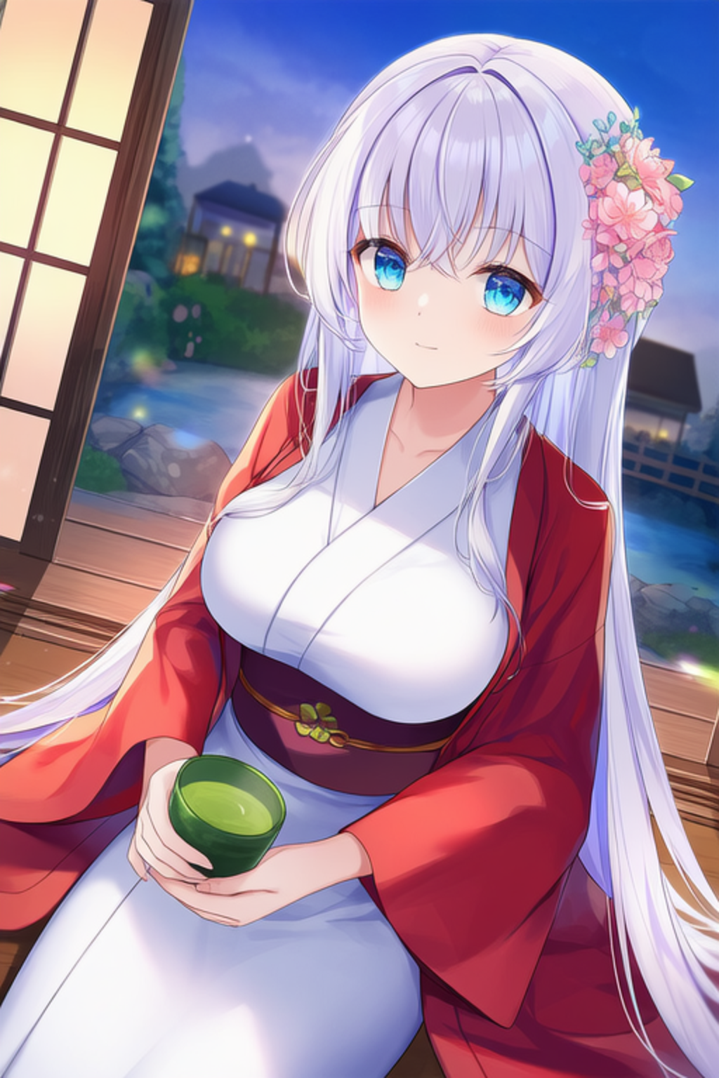 例の浴衣を装備した白髪ちゃん👘