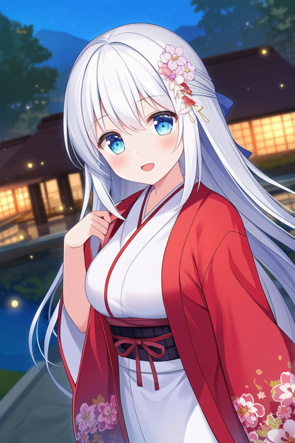 例の浴衣を装備した白髪ちゃん👘