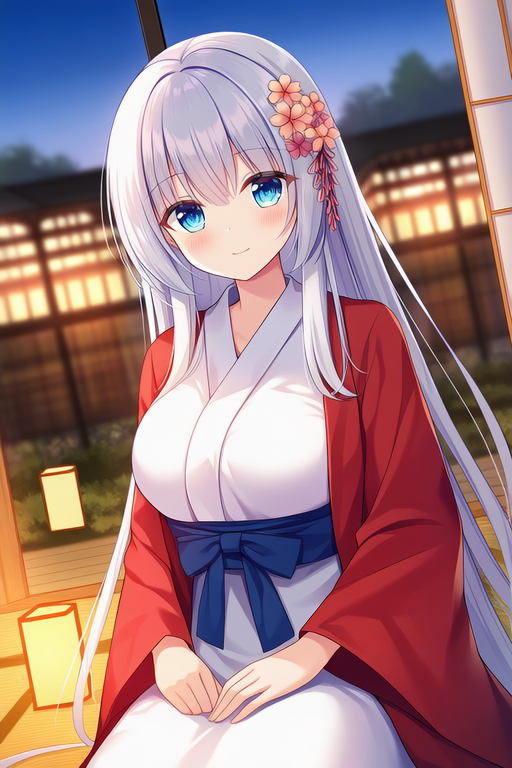 例の浴衣を装備した白髪ちゃん👘