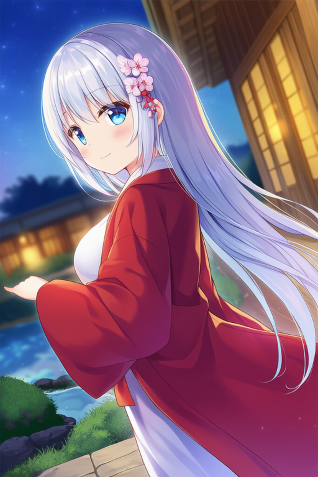例の浴衣を装備した白髪ちゃん👘