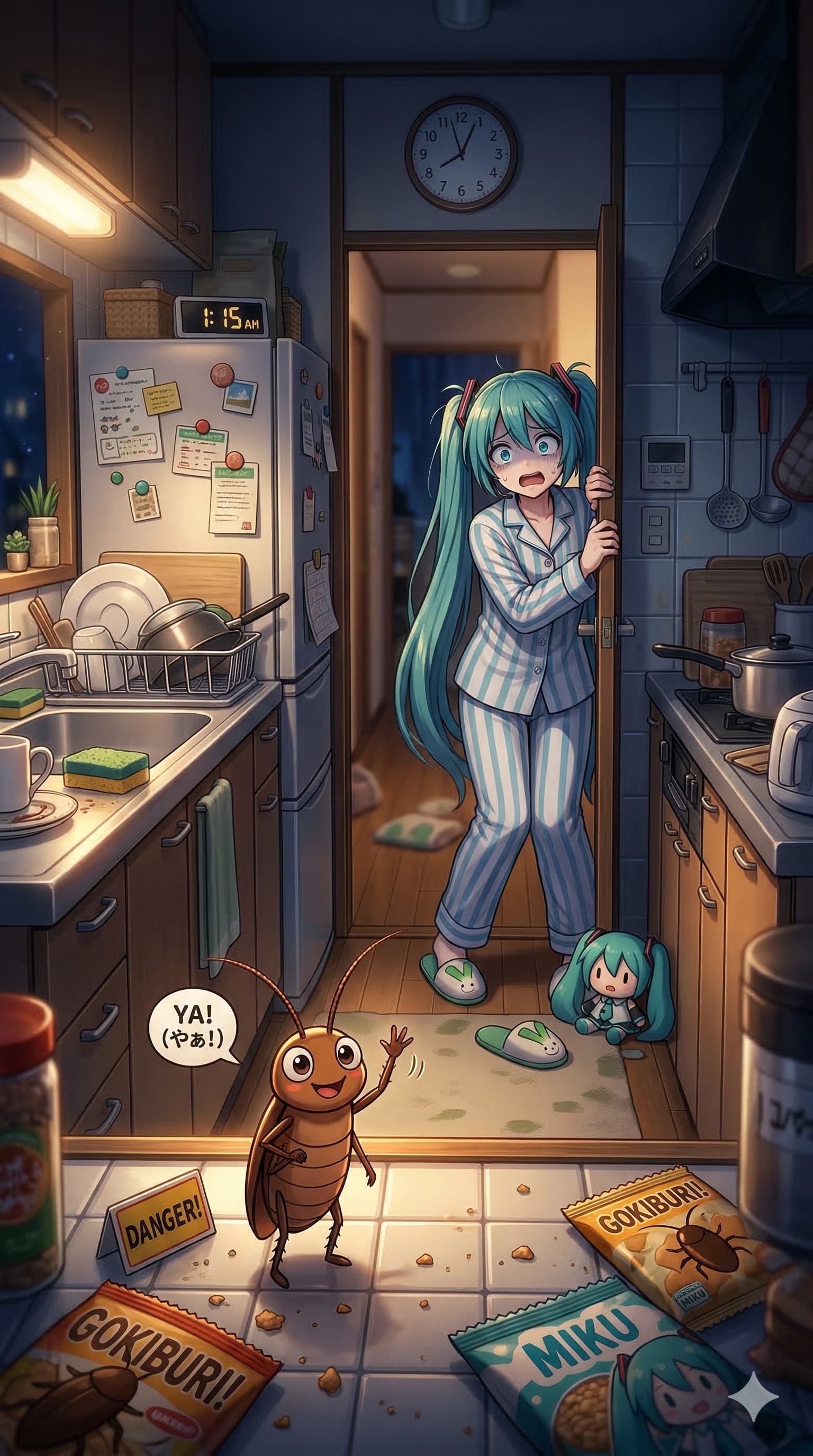 ミクさん苦手（恐怖）を克服してGを仕留められるかな？😱 | の人気AIイラスト・グラビア