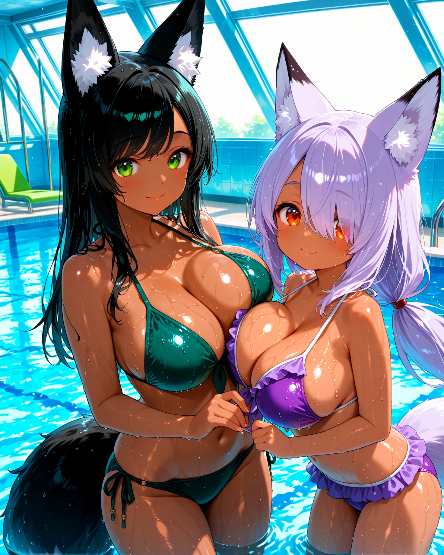 ナイスバディな黒狐さんと紫狐ちゃん