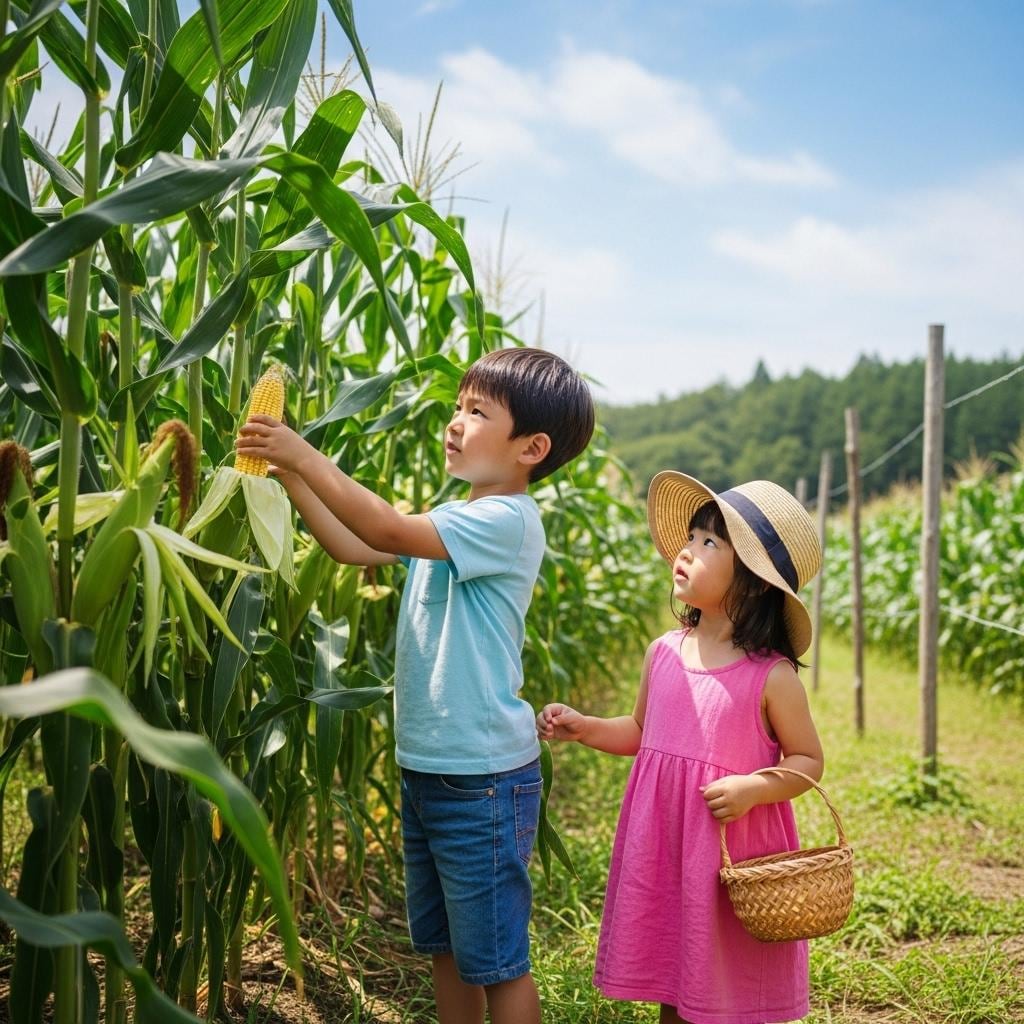 トウモロコシもぎ