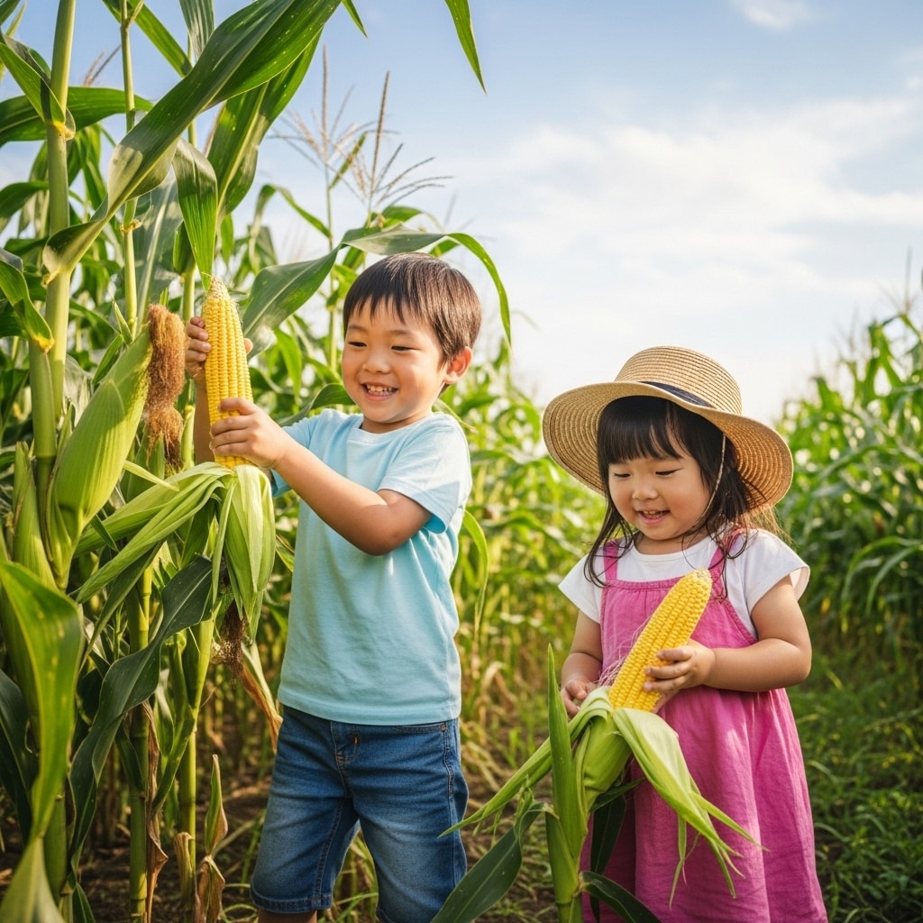 トウモロコシもぎ