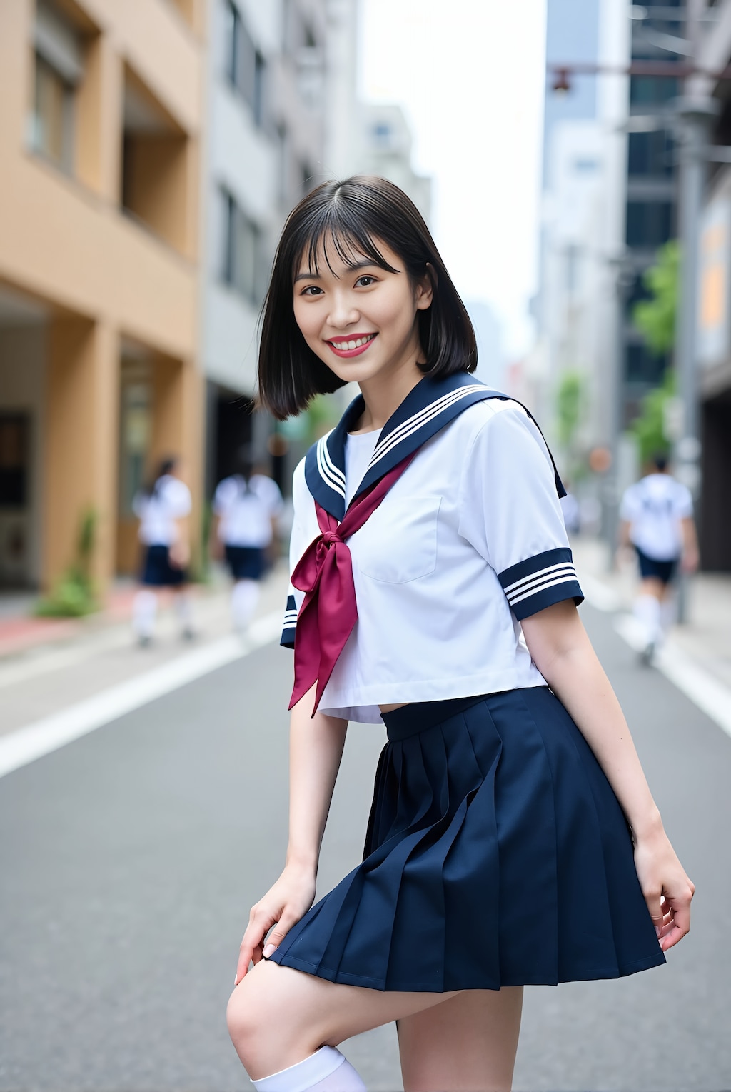 登校中のポーズ