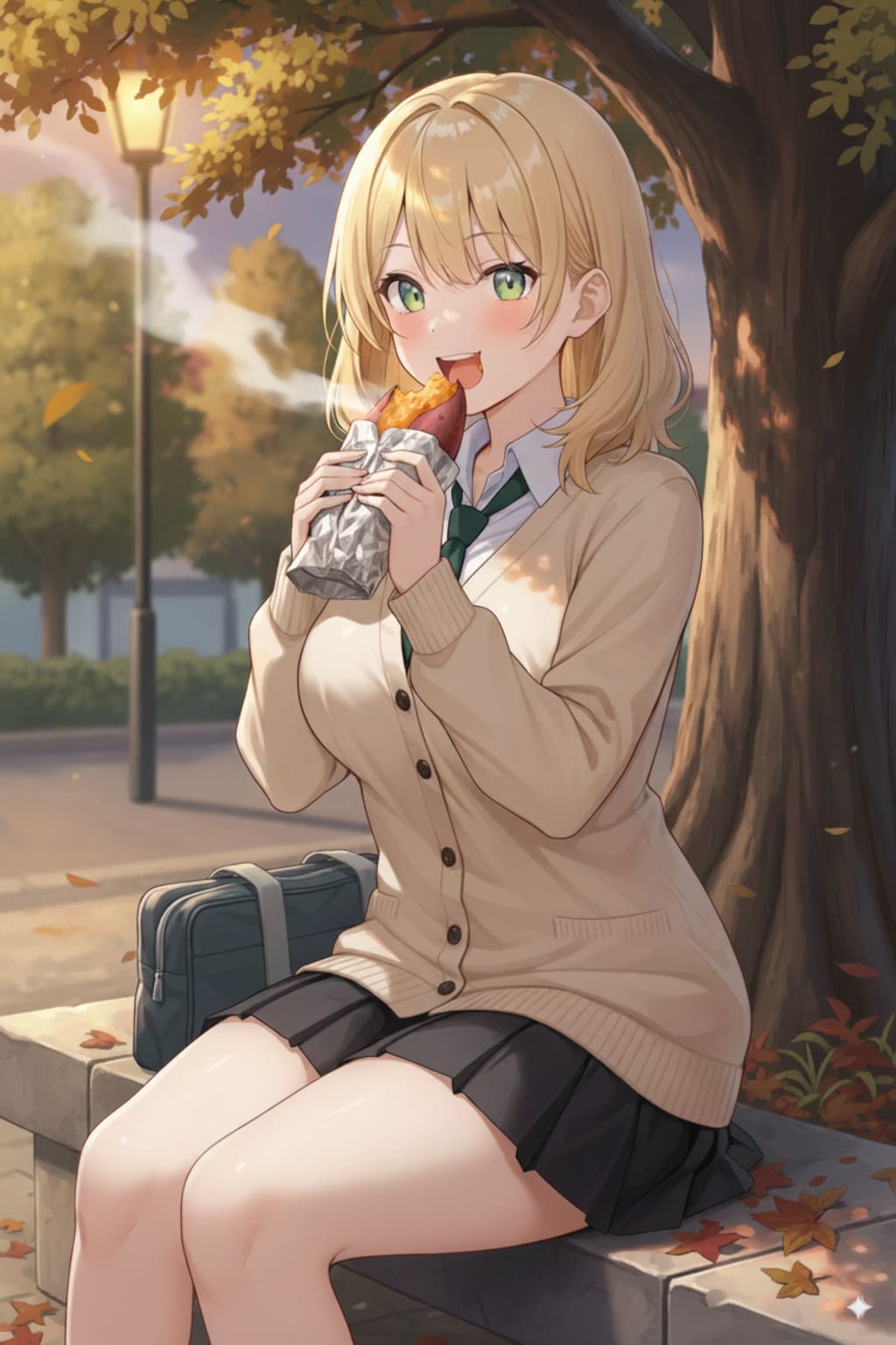 焼き芋を食べる沙也ちゃん