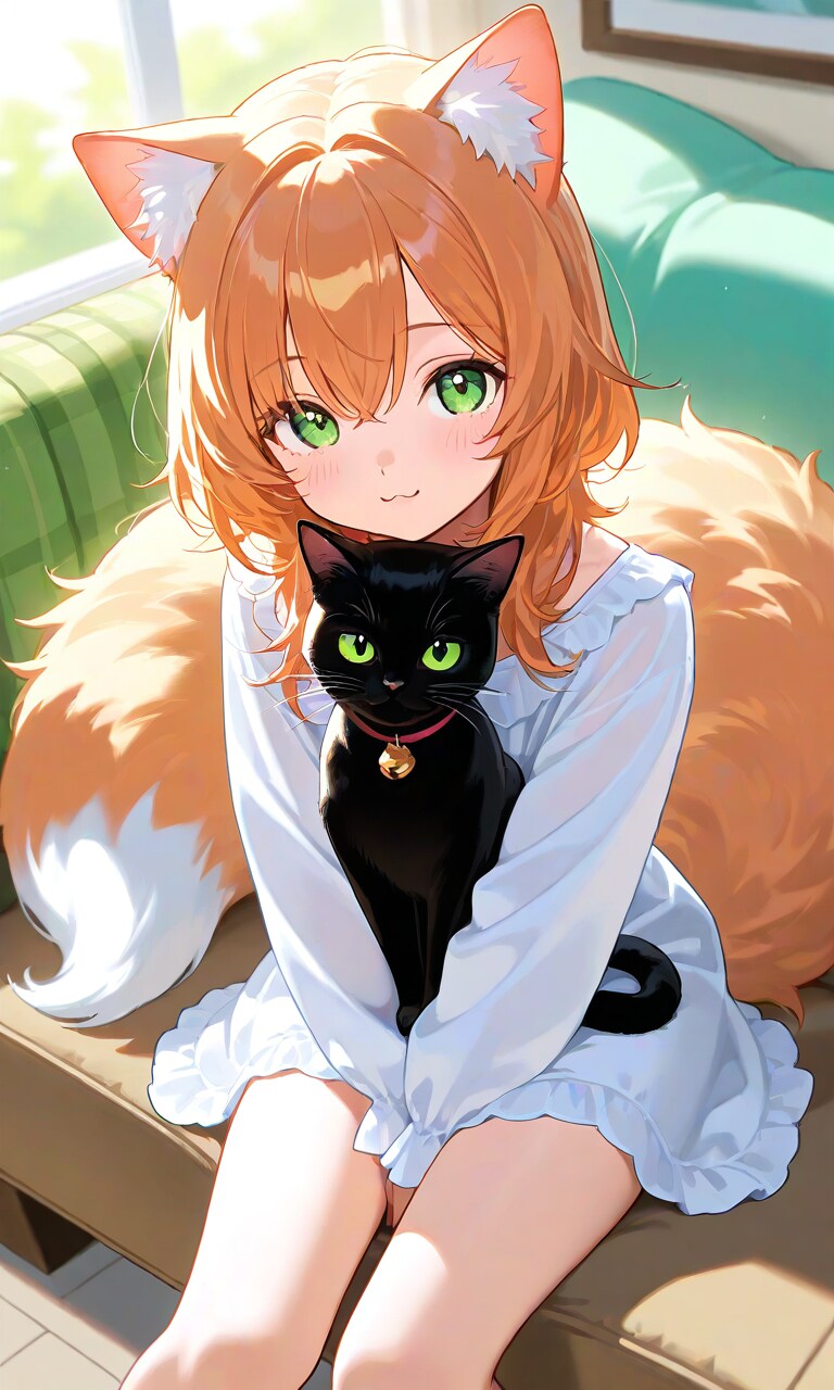 黒い猫ときつね子