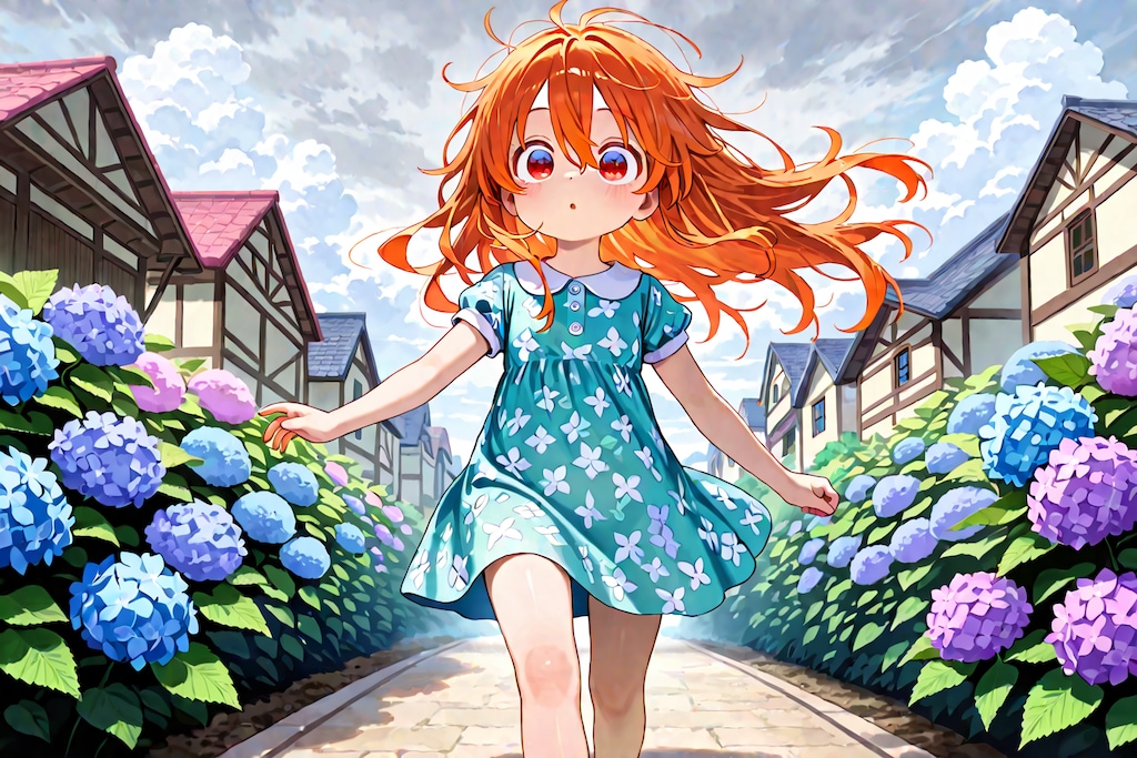 ららちゃんと紫陽花