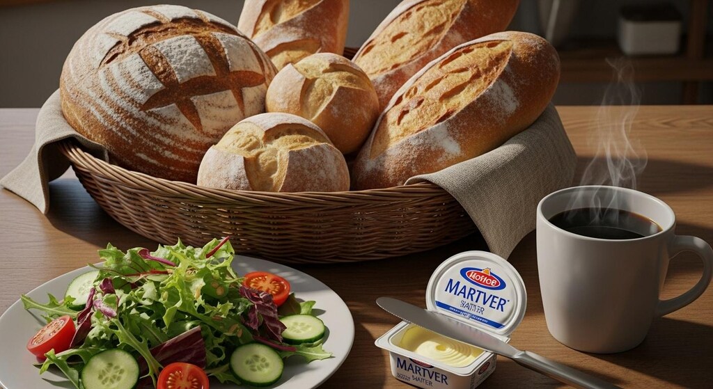 摩訶不思議食堂のパンとマーガリンおかわりし放題サラダ付き