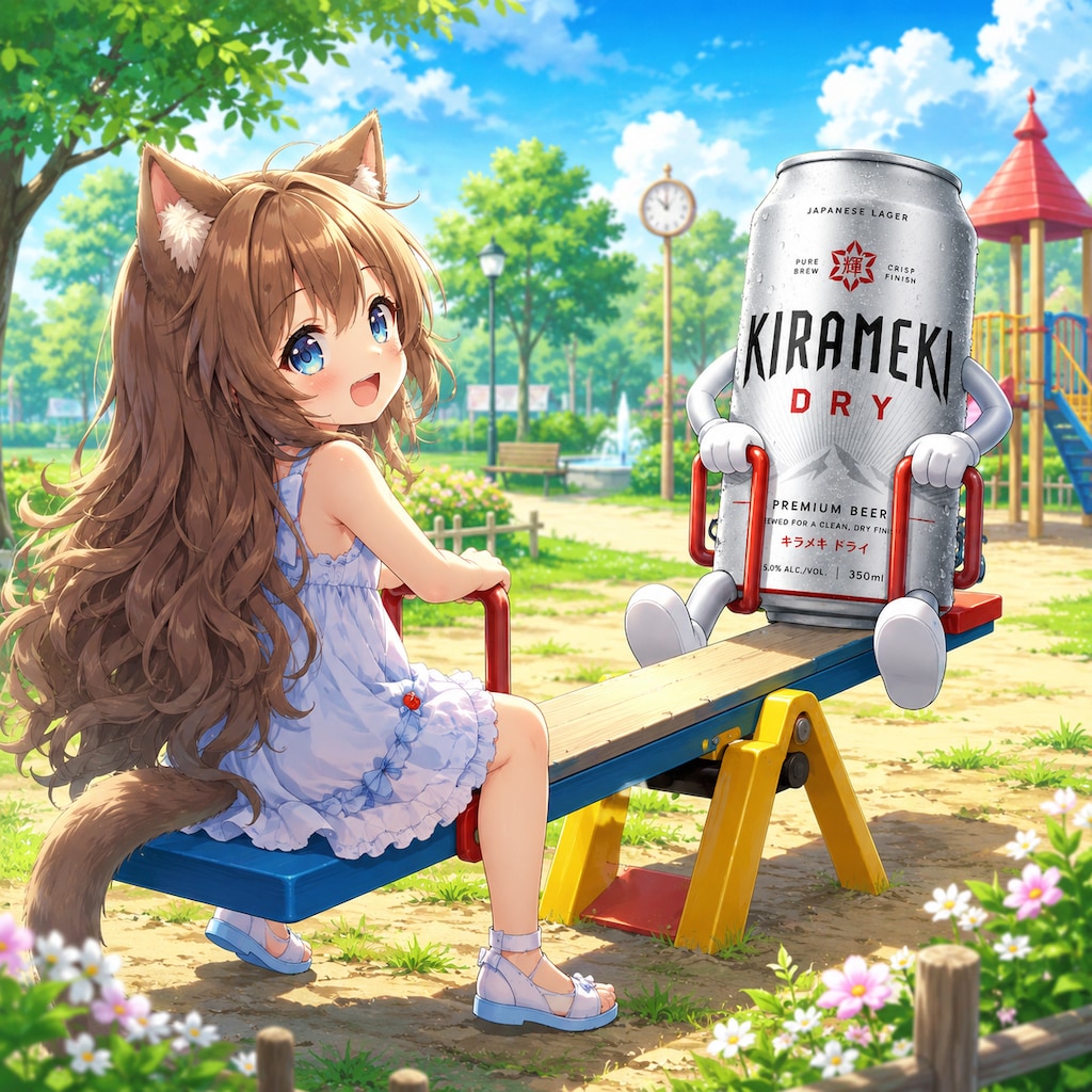 シーソーで遊ぶ小さな女の子