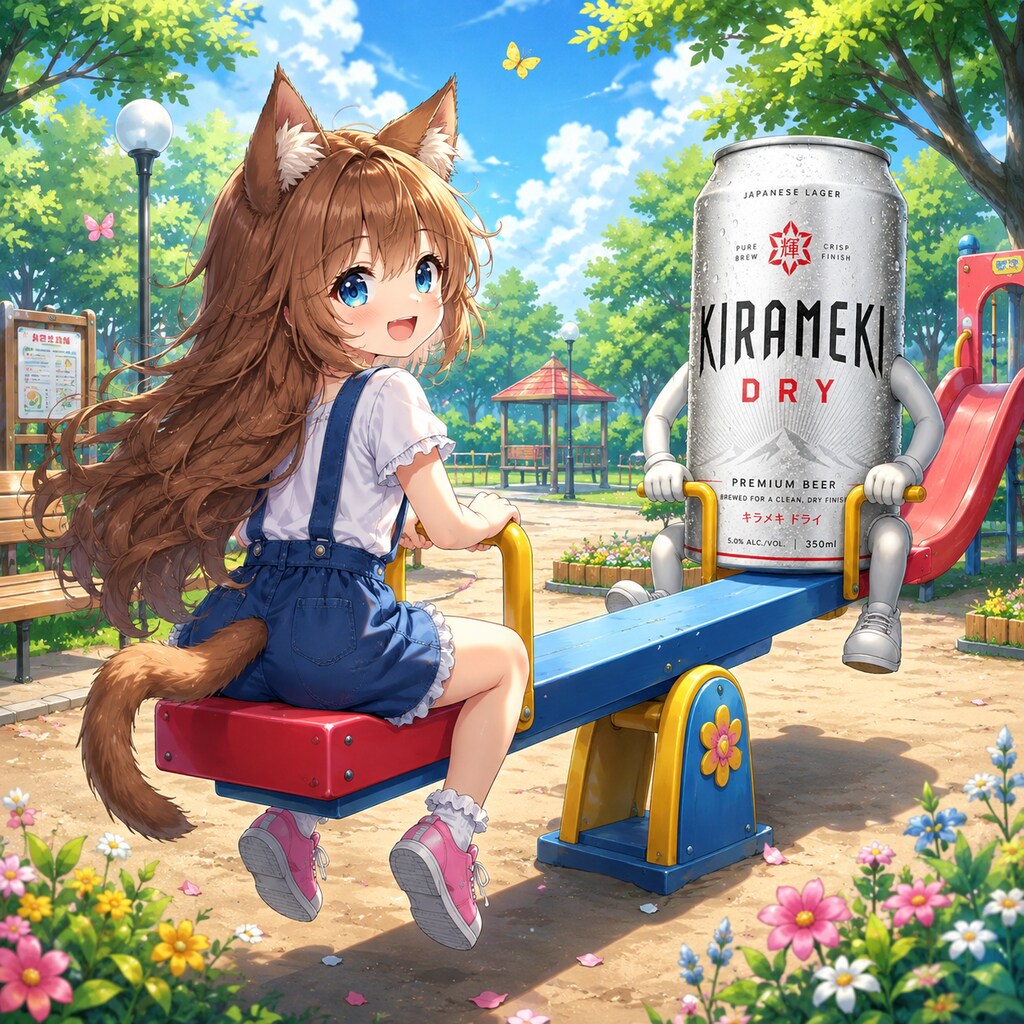 シーソーで遊ぶ小さな女の子