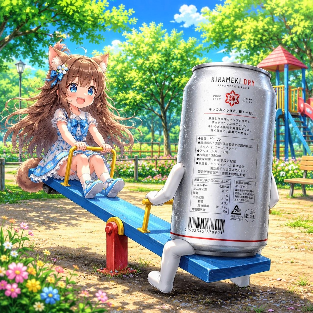 シーソーで遊ぶ小さな女の子