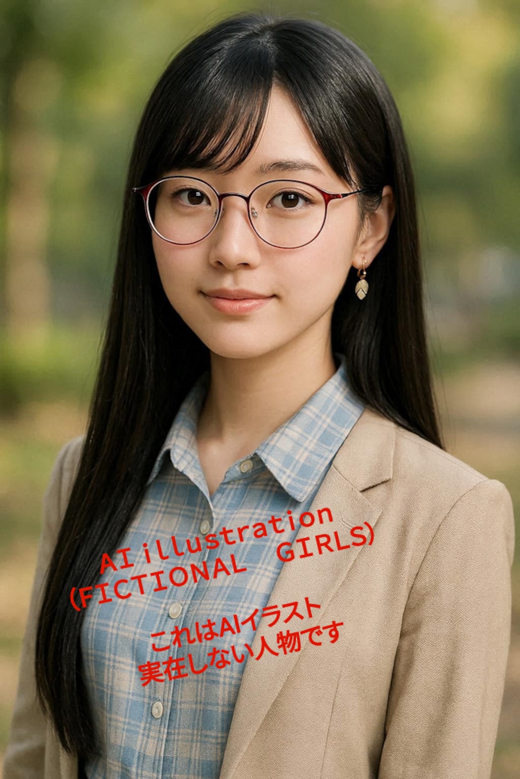 伊達メガネのロングヘア美少女