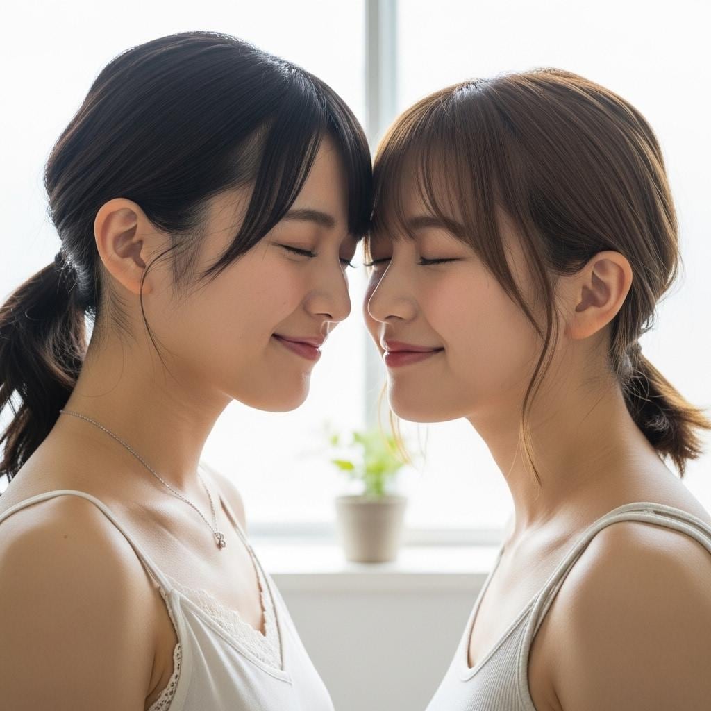 向かい合って