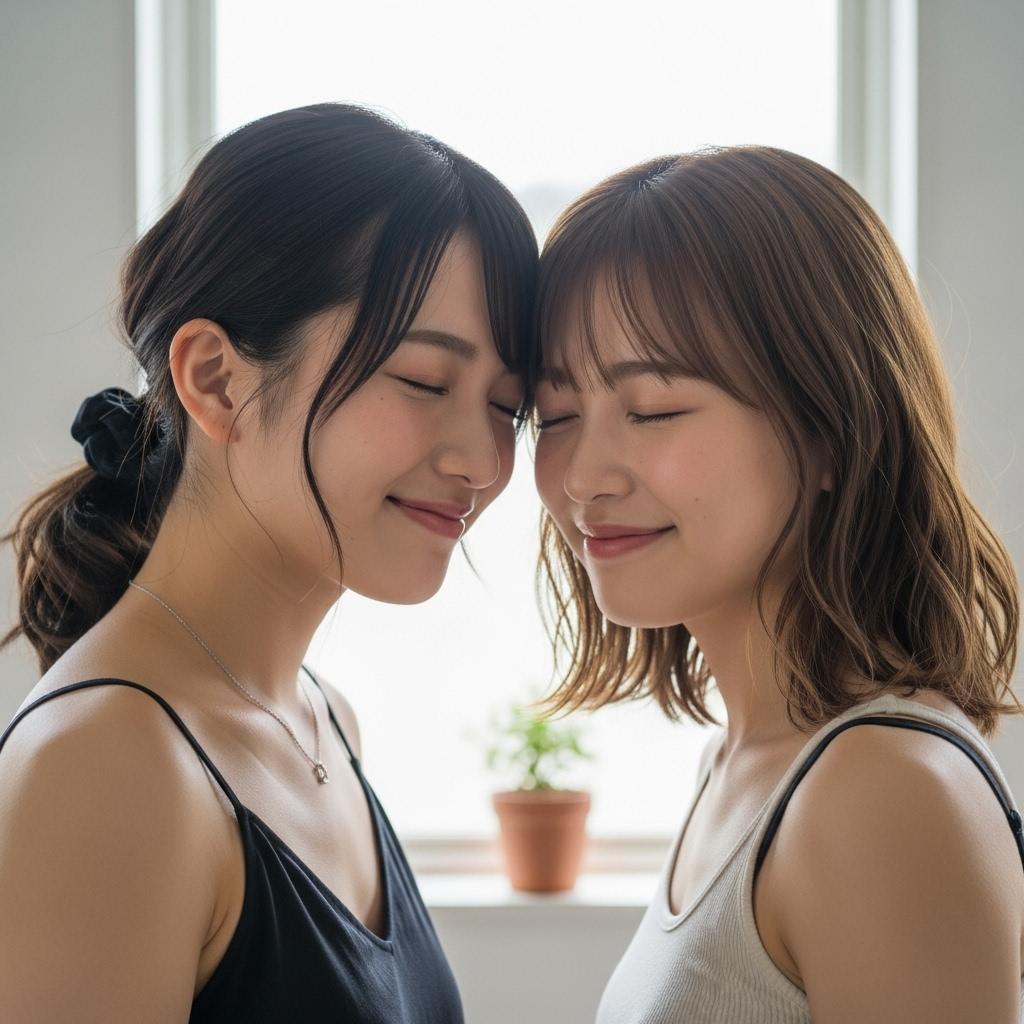 向かい合って
