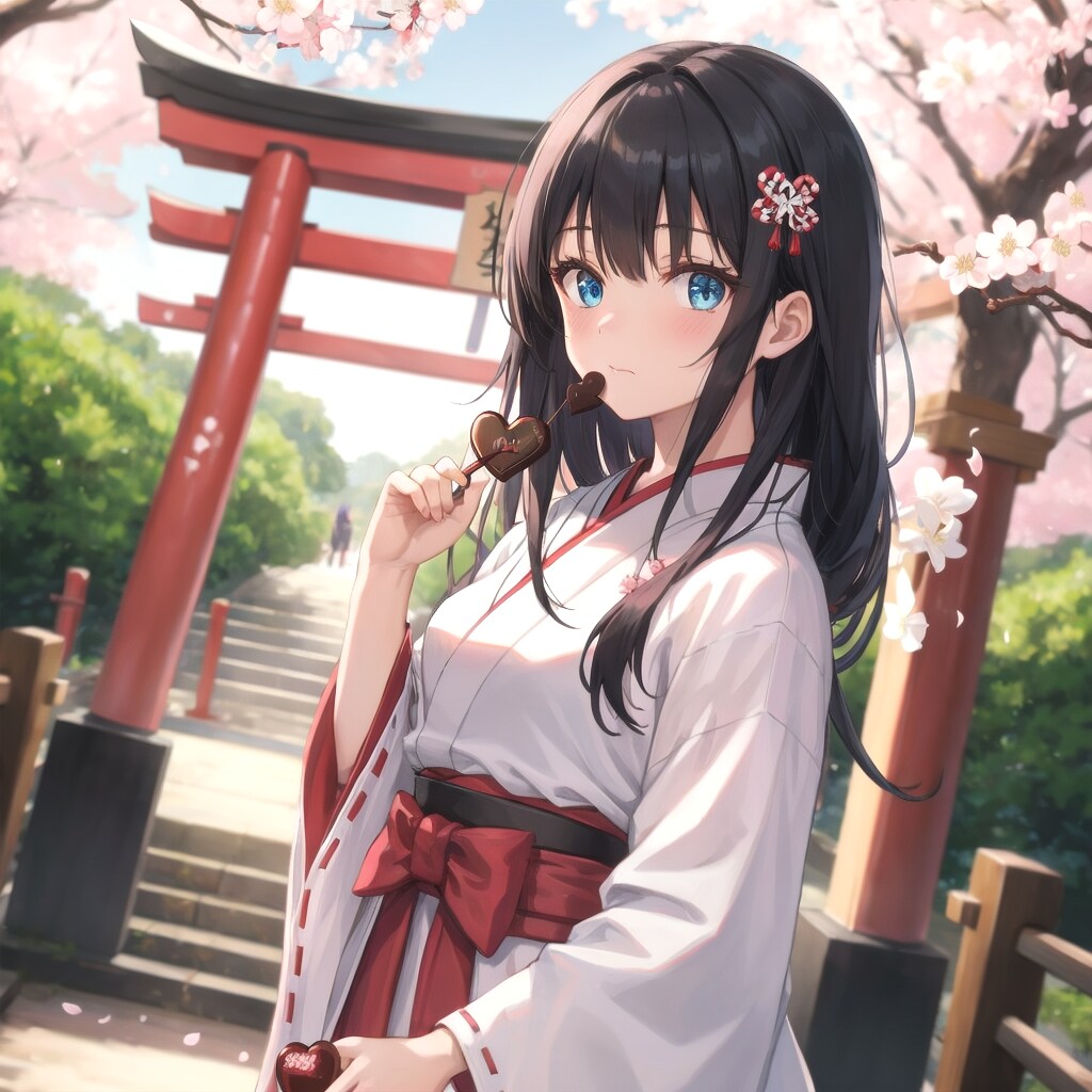 黒髪ロングの巫女さん