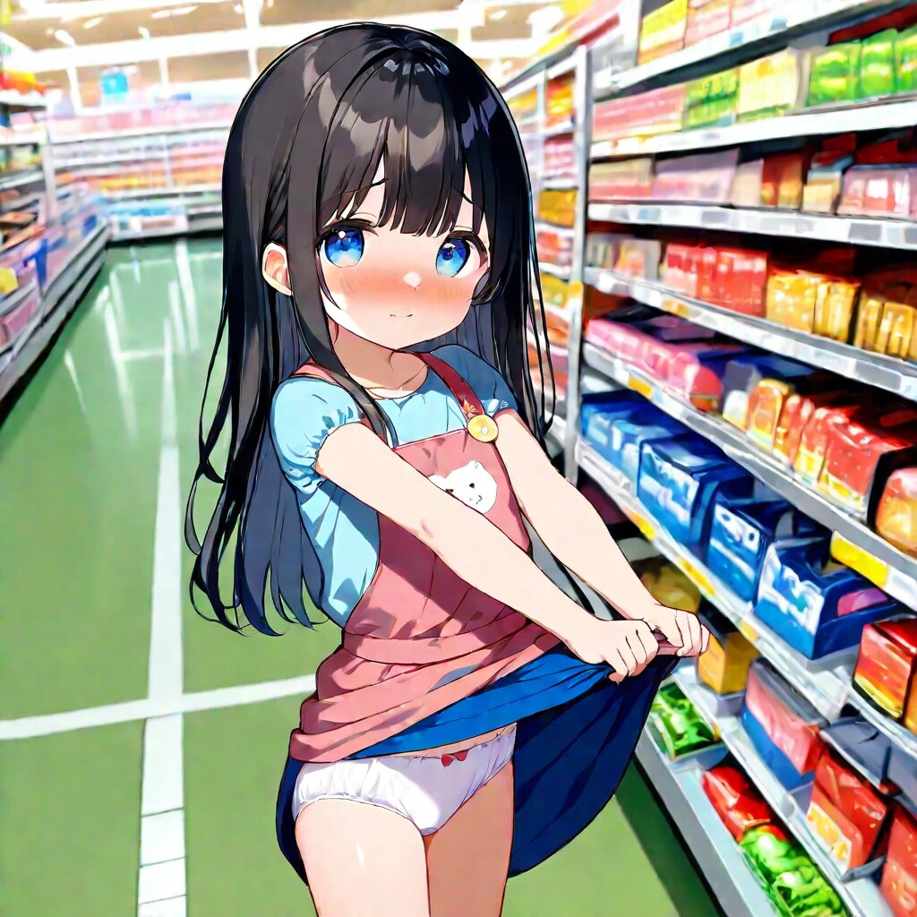 スカートをめくらされてる小さな女の子
