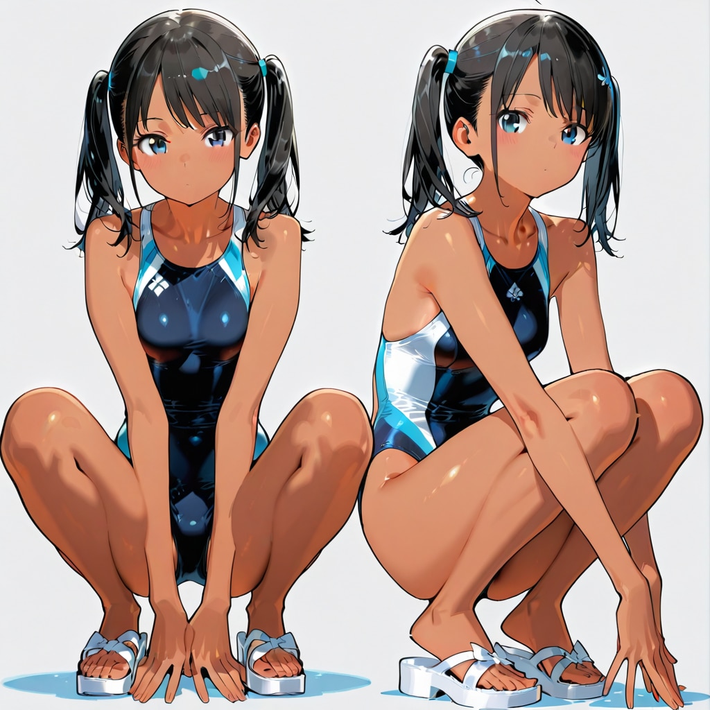 なぜか増えちゃった褐色競泳水着ちゃん