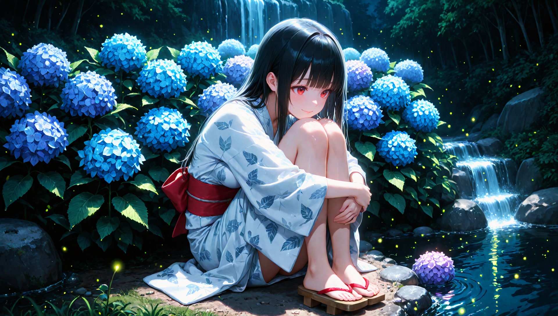 紫陽花と夜