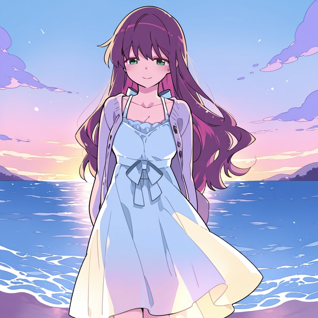 海辺の夕暮れデート | の人気AIイラスト・グラビア