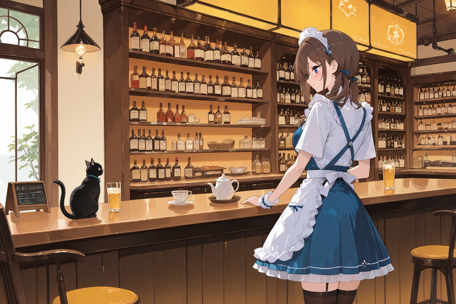 カウンターに猫がいるバー。