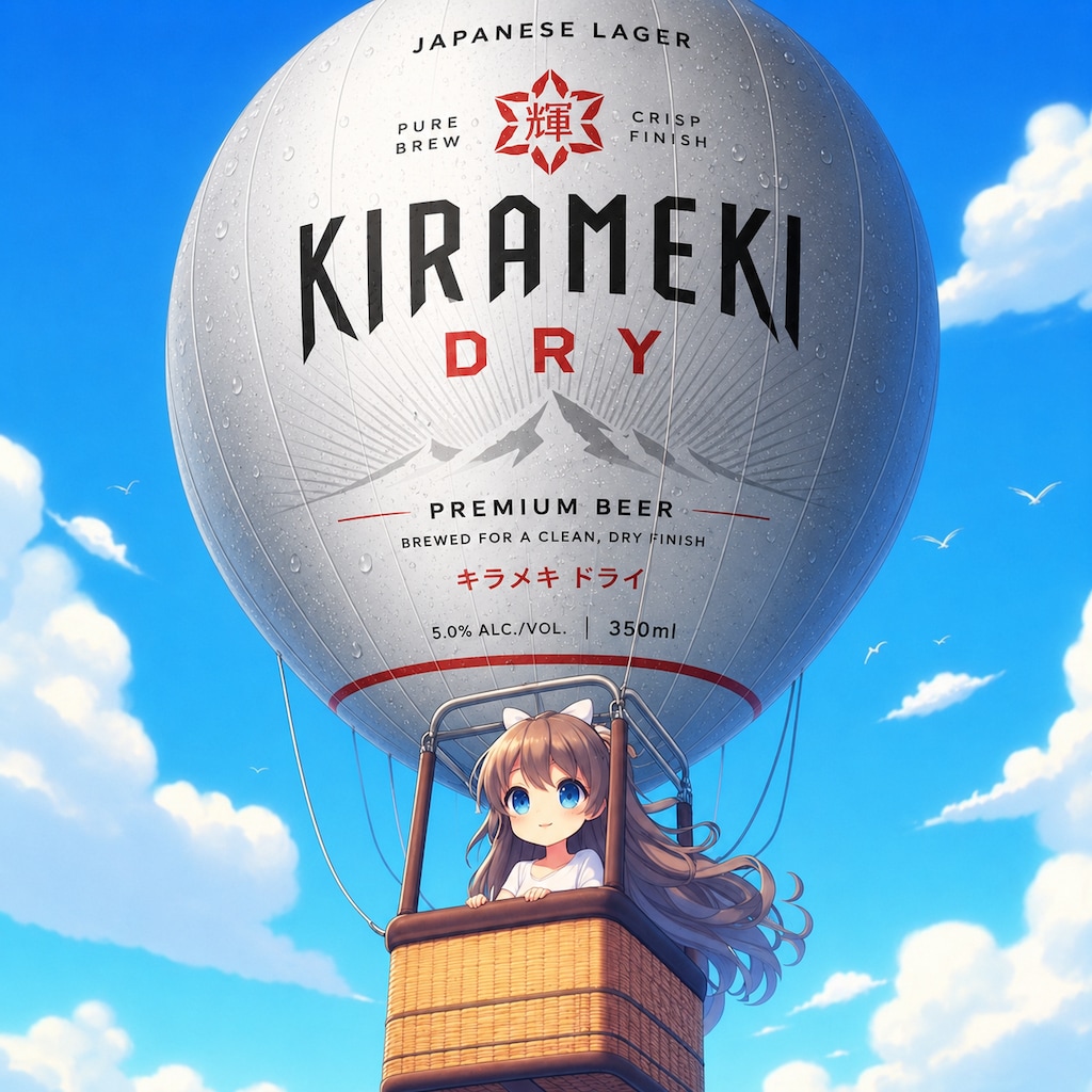 気球に乗って空を飛ぶ小さな女の子