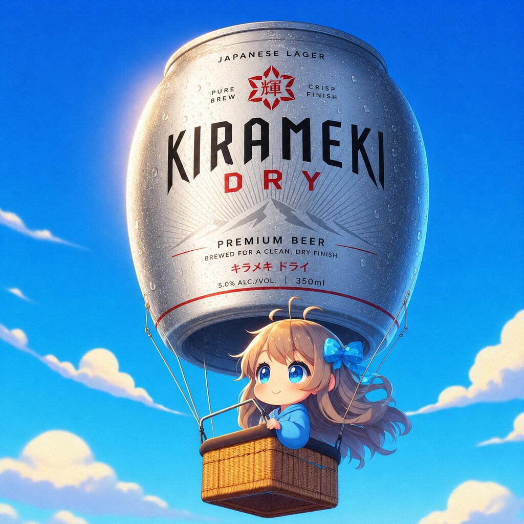 気球に乗って空を飛ぶ小さな女の子