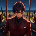 ワインレッドな黒髪短髪男性（12枚） 4枚目