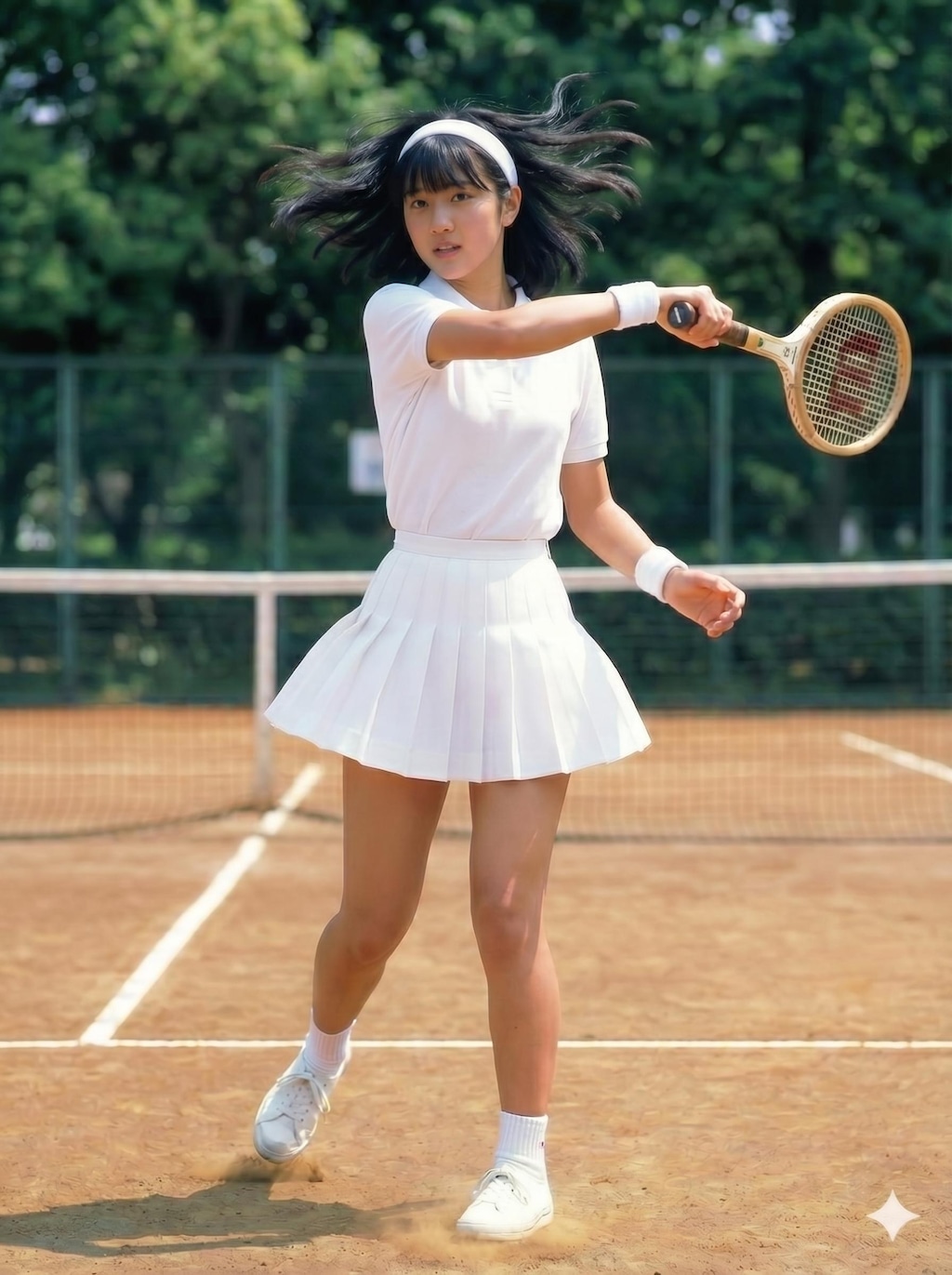 昭和レトロ風の女子テニス部員