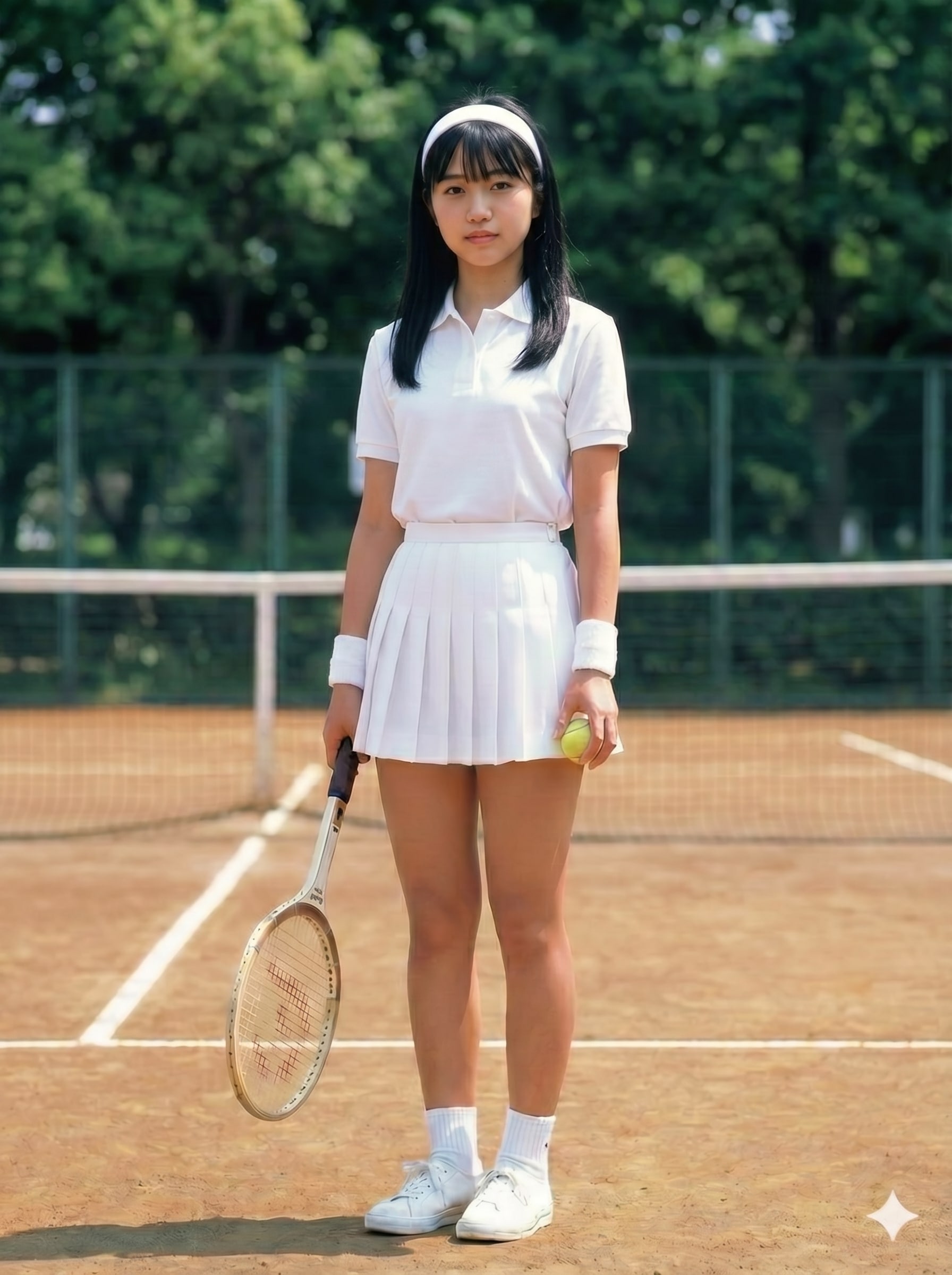 昭和レトロ風の女子テニス部員