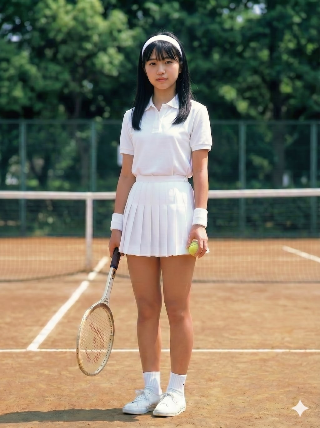 昭和レトロ風の女子テニス部員