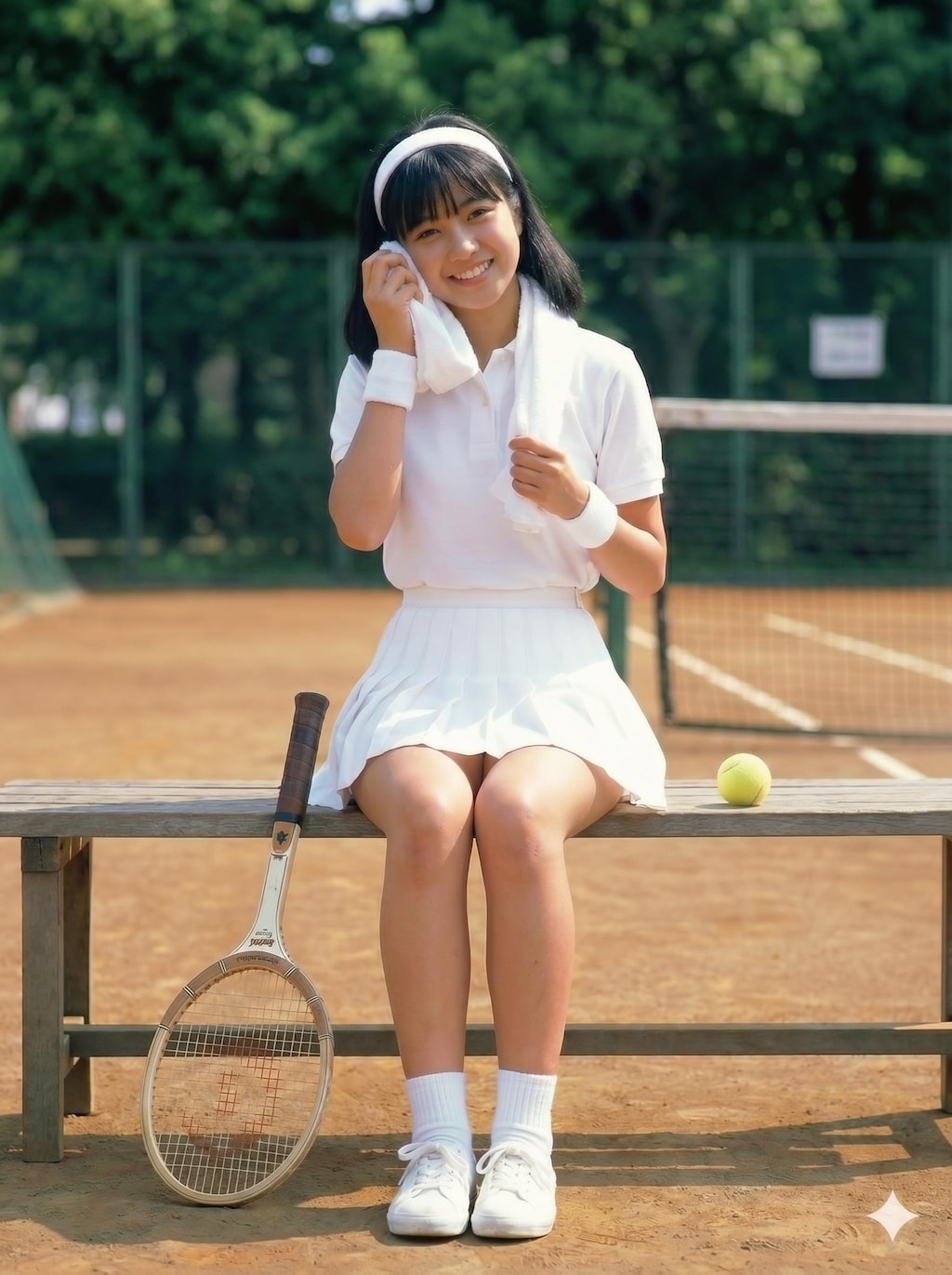 昭和レトロ風の女子テニス部員