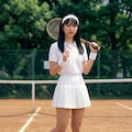 昭和レトロ風の女子テニス部員 2枚目