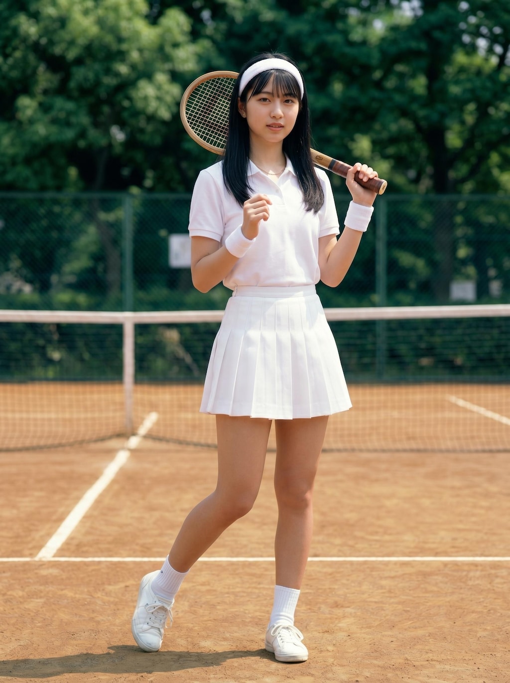 昭和レトロ風の女子テニス部員