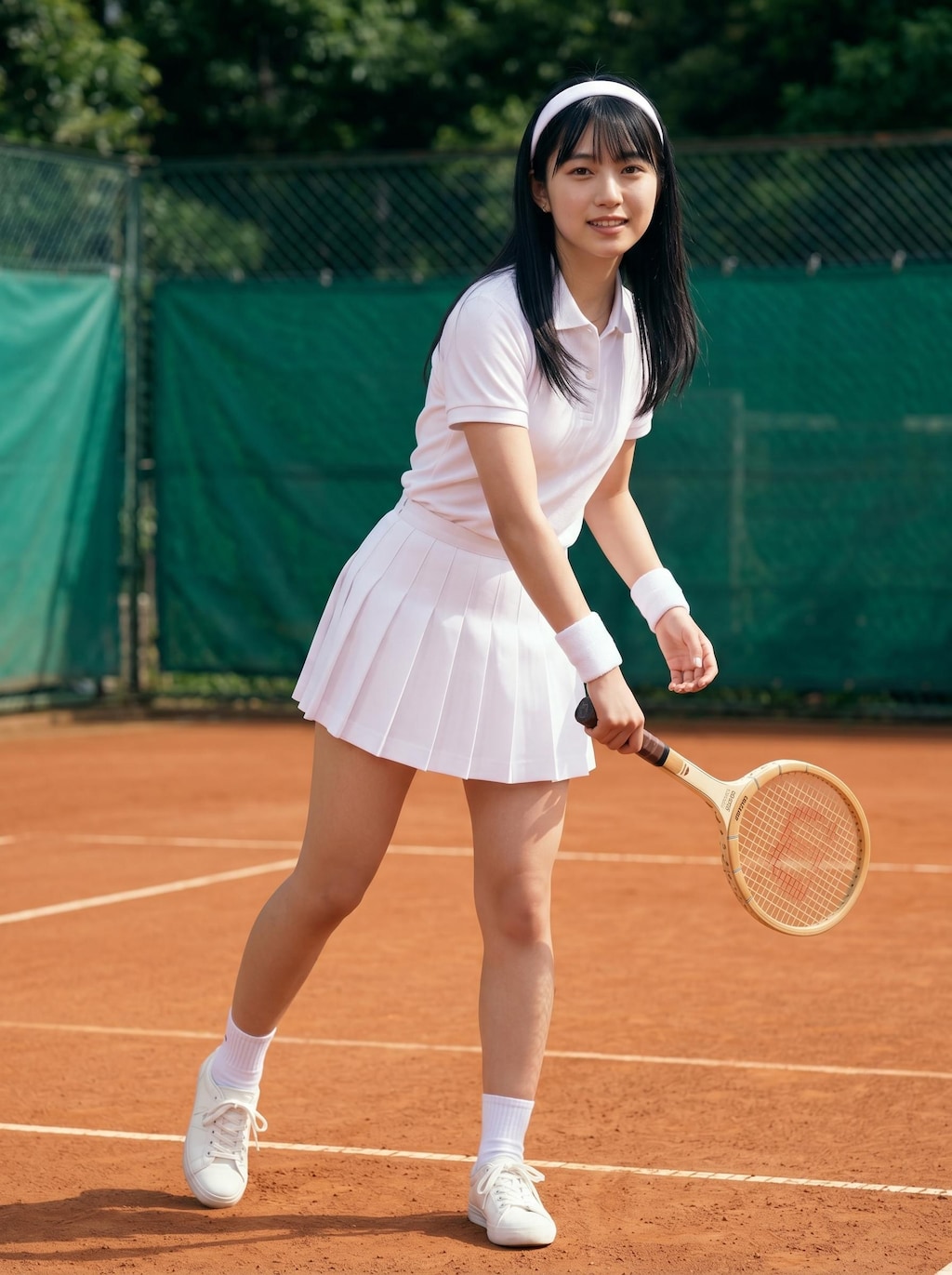 昭和レトロ風の女子テニス部員