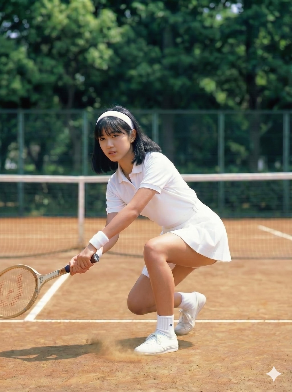 昭和レトロ風の女子テニス部員