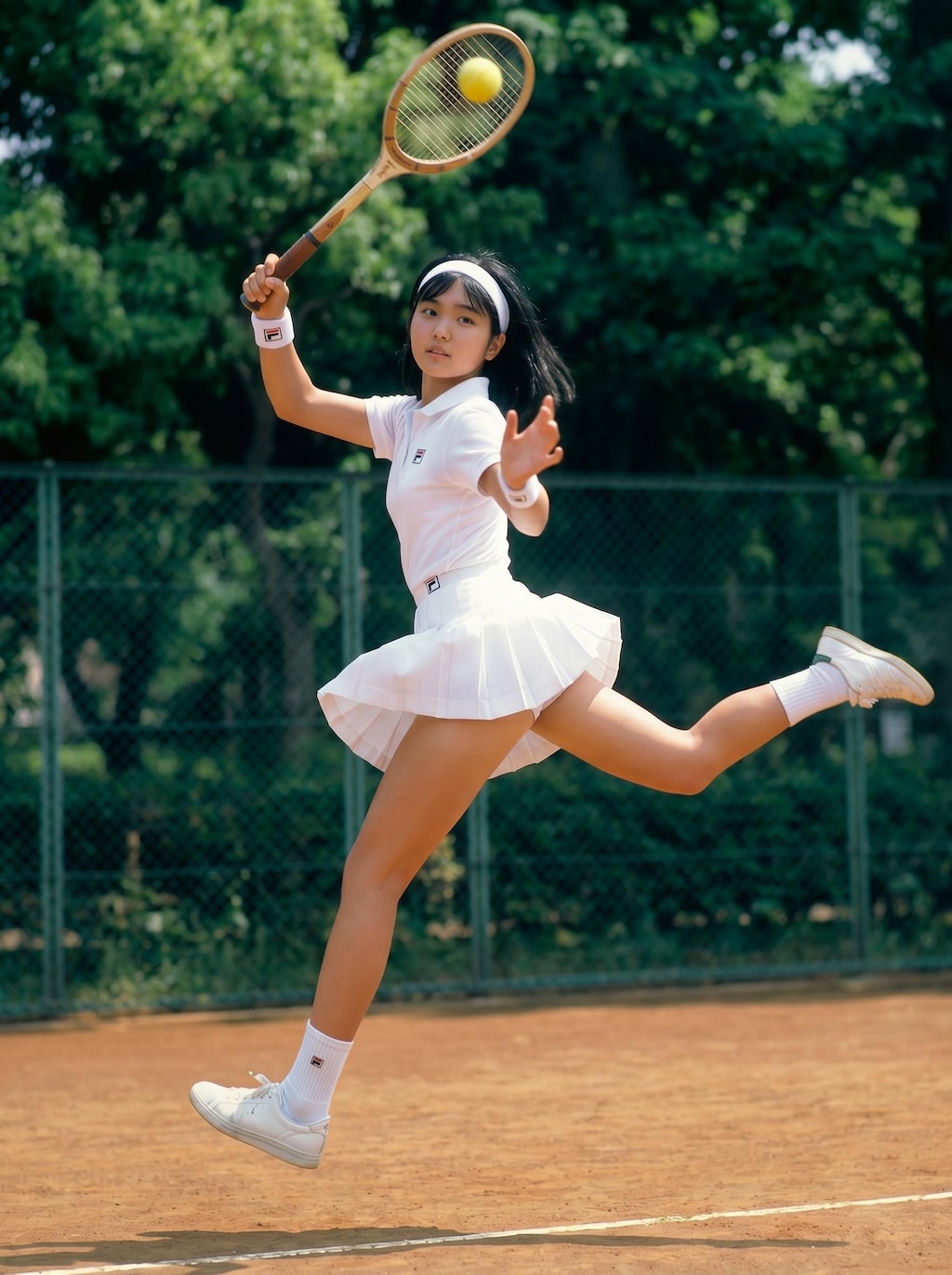 昭和レトロ風の女子テニス部員