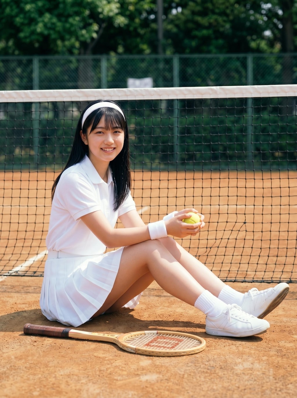 昭和レトロ風の女子テニス部員