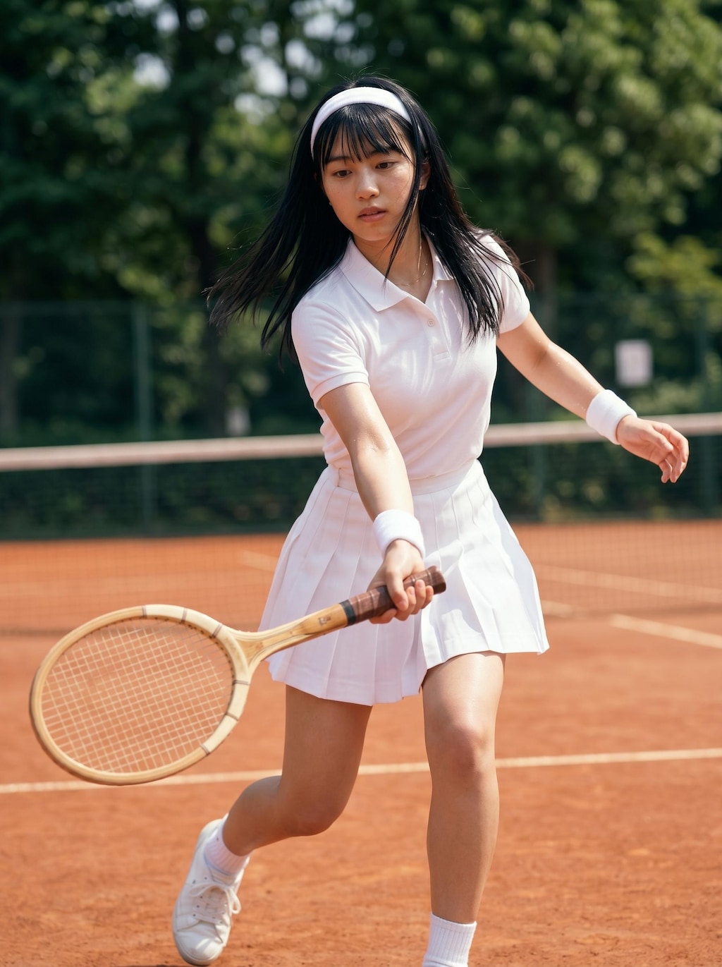 昭和レトロ風の女子テニス部員