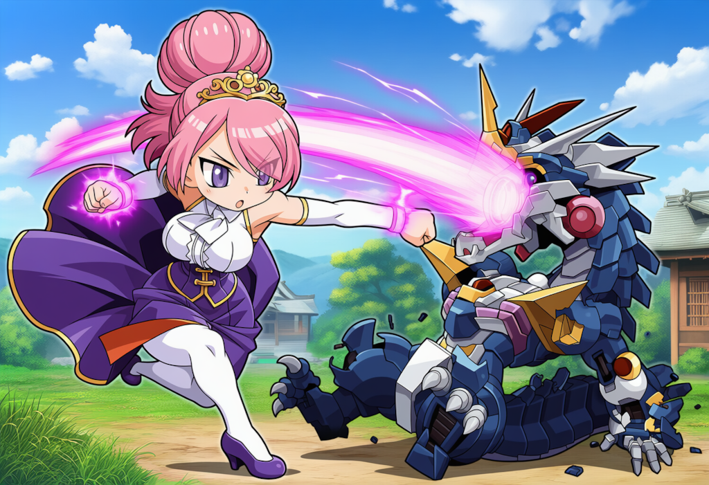 ロボドラゴンと戦う瑞穂