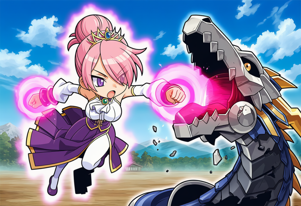 ロボドラゴンと戦う瑞穂