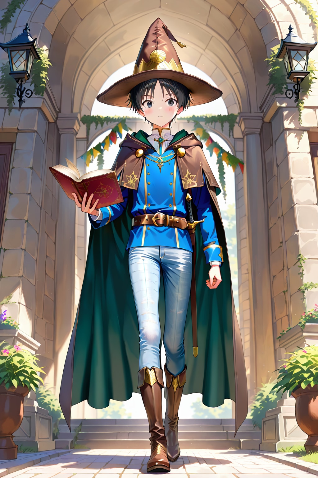 ファンタジー遺跡地下、アニメ風青年男性魔術士1-2-2 | の人気AIイラスト・グラビア