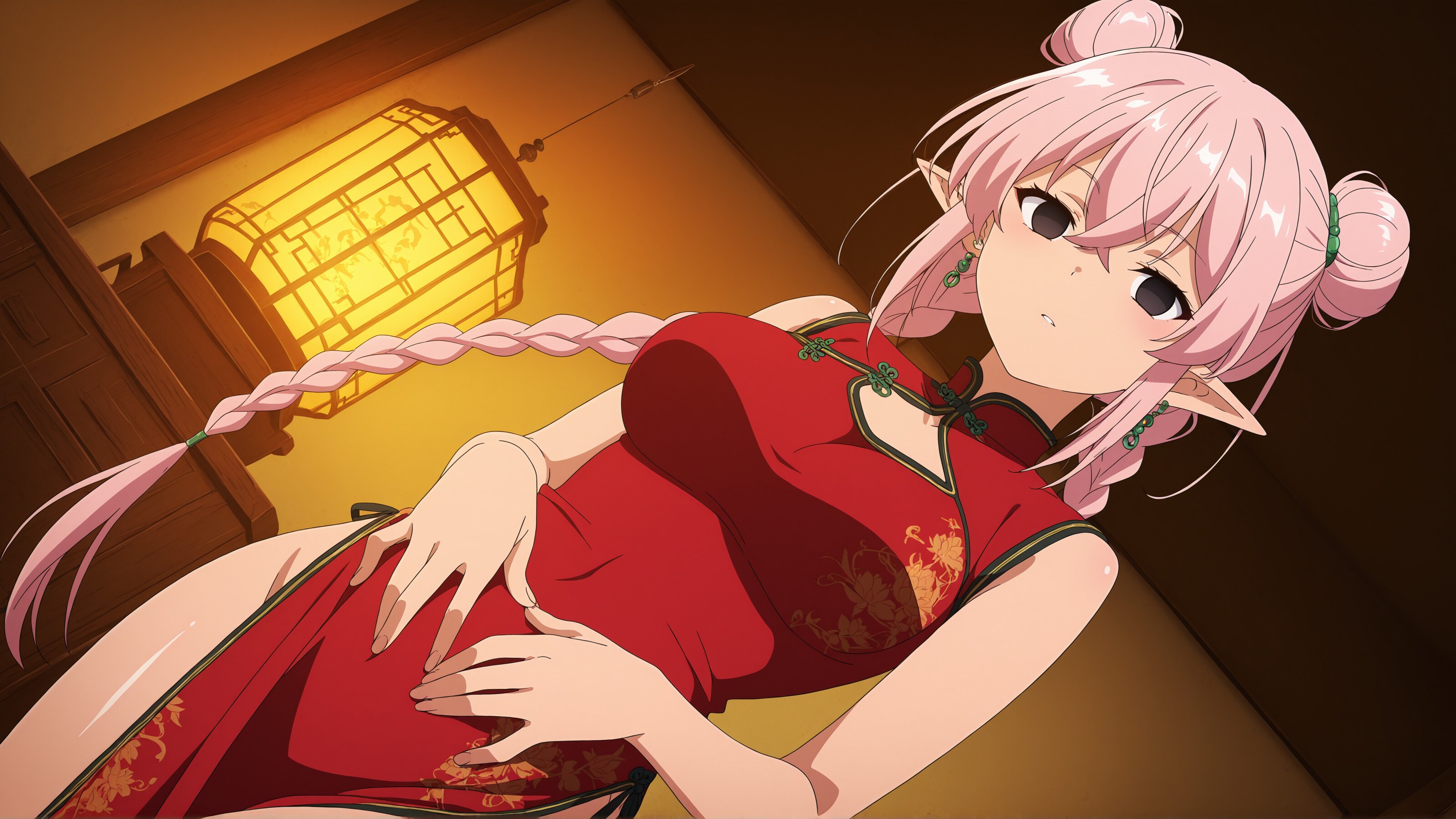 チャイナ　虚ろ目三つ編みエルフちゃん