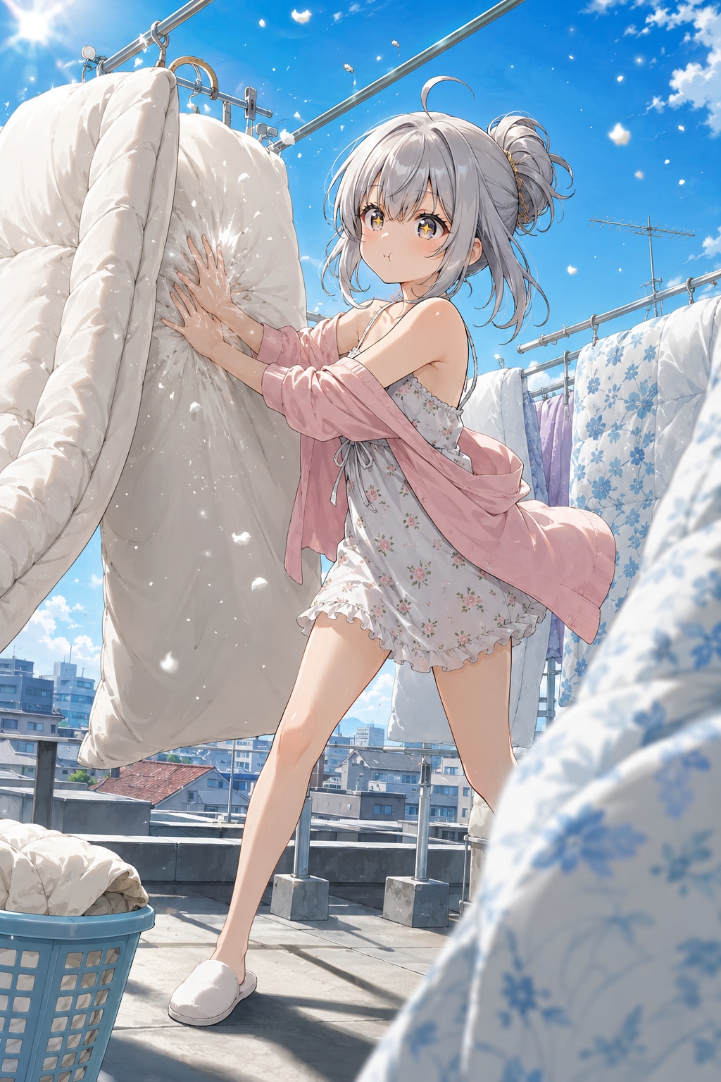 天気がいいから、布団を干します
