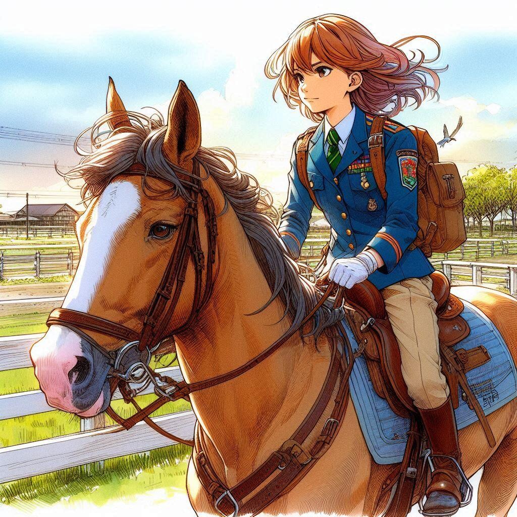 乗馬する少女⑤