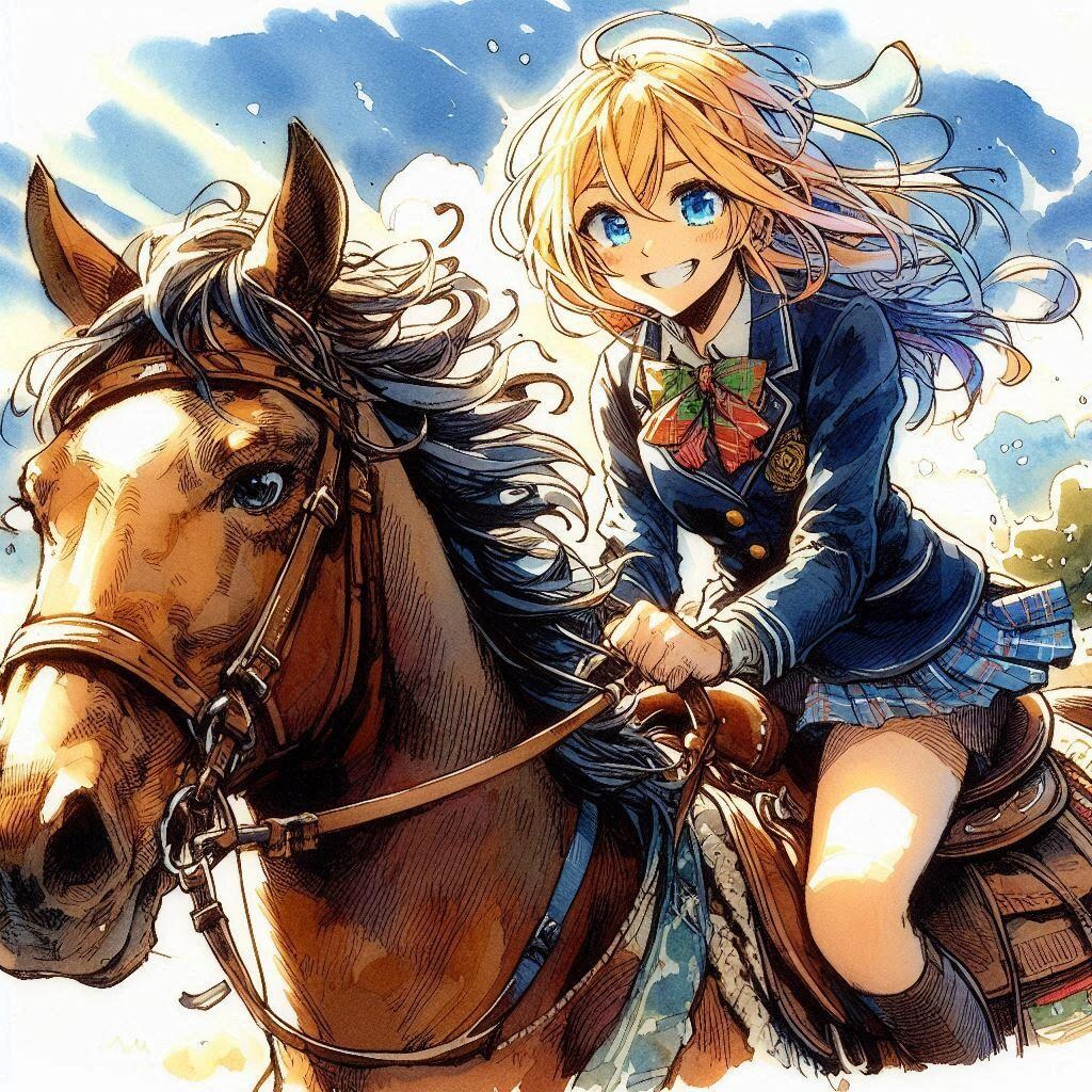 乗馬する少女⑤