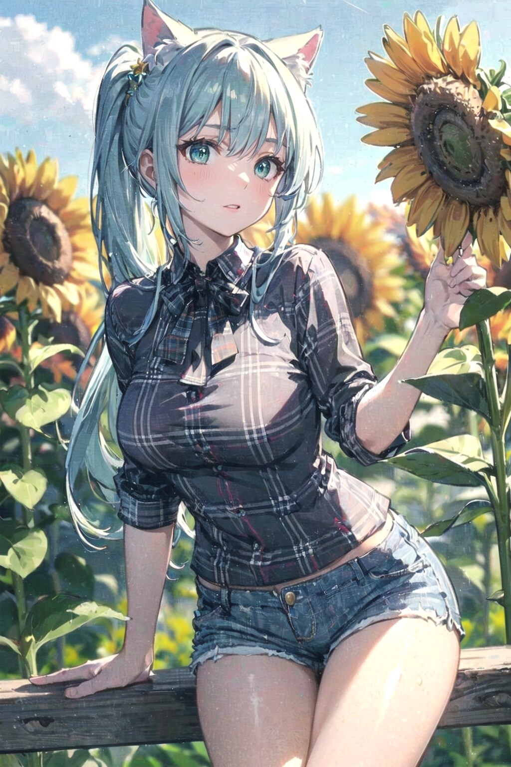 ひまわりとししょちゃん🌻🐱