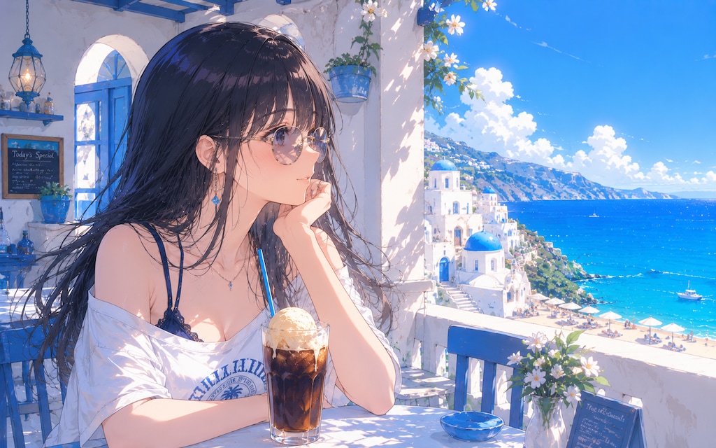 夏の午後のカフェ