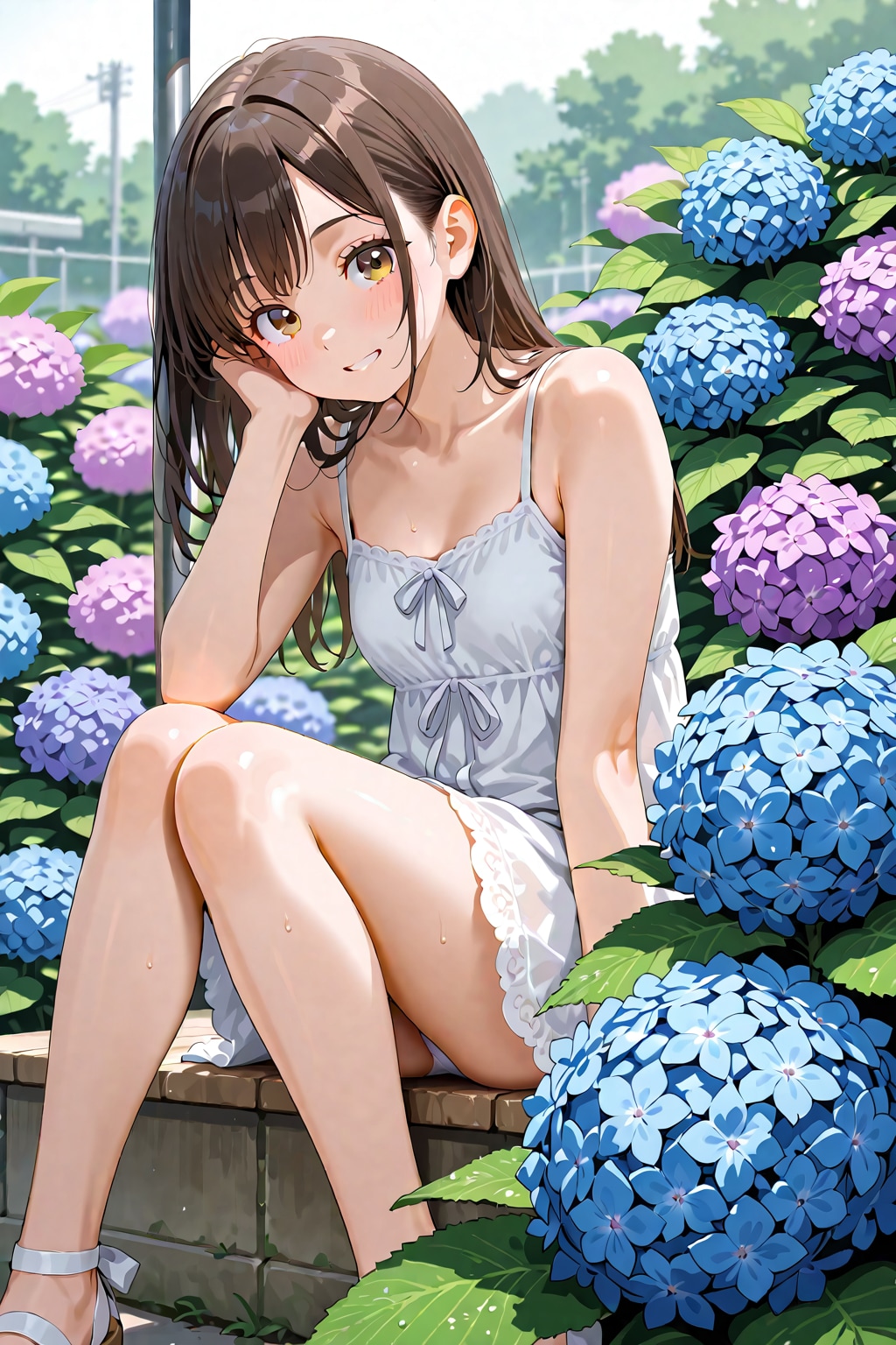 紫陽花と少女